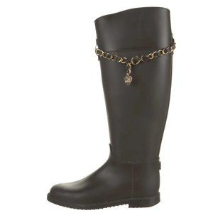 MOSCHINO  Rubber Chain-Link Accents Rain Boots